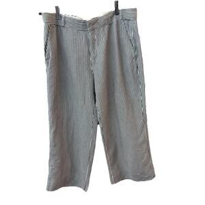 Banana Republic Women’s Wide Leg Crop Pants Sz 8S Blue White Stripe Nautical